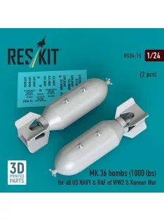   Reskit - MK.36 bombs (1000 lbs) for all US NAVY & RAF of WW2 & Korean War (2 pcs) (3D Printed)