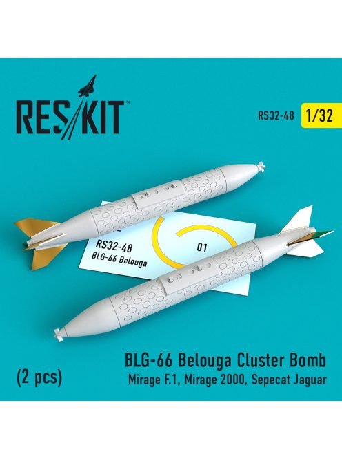 Reskit - BLG-66 Belouga cluster bombs (2 pcs) (Mirage F.1, Mirage 2000, Sepecat Jaguar) (1/32)