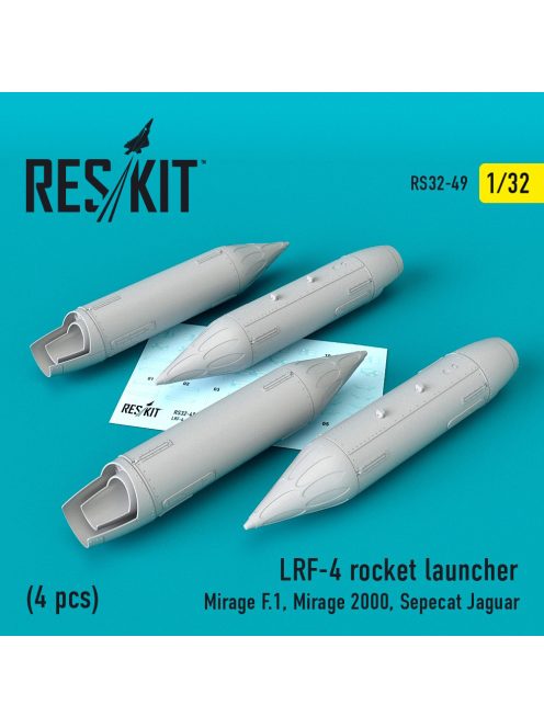 Reskit - LRF-4 rocket launchers (4 pcs) (Mirage F.1, Mirage 2000, Sepecat Jaguar) (1/32)