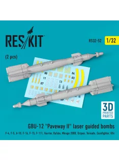   Reskit - GBU-12 Paveway II laser guided bombs (2 pcs) (F-4 F-5 A-10 F-16 F-15 F-111 Harrier Rafale Mirage 2000 Gripen Tornado Eurofighter Kfir) (3D Printed)