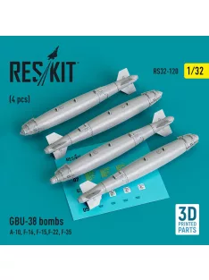   Reskit - GBU-38 bombs (4 pcs) (A-10, F-16, F-15,F-22, F-35) (3D Printed)