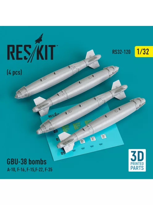 Reskit - GBU-38 bombs (4 pcs) (A-10, F-16, F-15,F-22, F-35) (3D Printed)