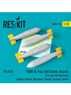   Reskit - 1000 lb free fall bombs checks 114 tail-947 tail fuze (4 pcs) (Canberra, Harrier, Buccaneer, Tornado
