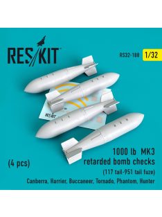   Reskit - 1000 lb MK3 retarded bombs checks 117 tail-951 tail fuze (4 pcs) (Canberra, Harrier, Buccaneer, Torn