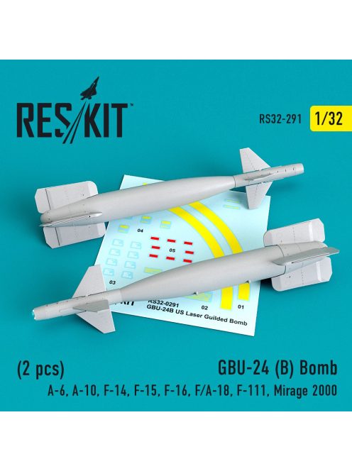 Reskit - GBU-24B bombs (2 pcs) (A-6, A-10, F-14, F-15, F-16, F/A-18, F-111, Mirage 2000) (3D Printed) (1/32)