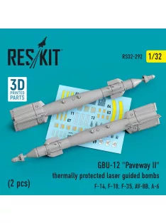   Reskit - GBU-12 Paveway II thermally protected laser guided bombs (2 pcs) (F-14, F-18, F-35, AV-8B, A-6) (3D Printed)