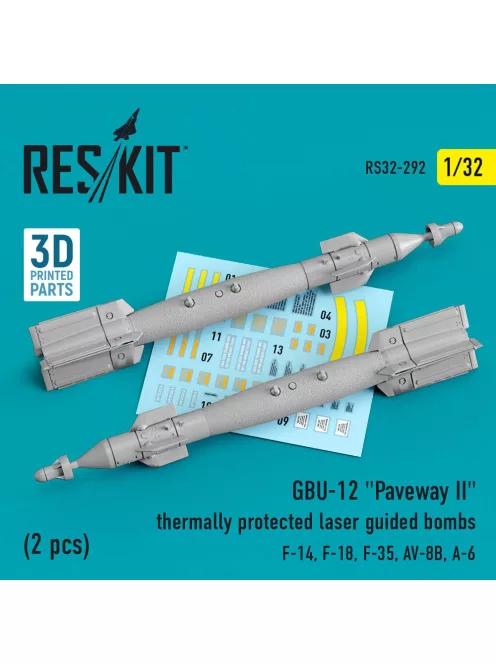 Reskit - GBU-12 Paveway II thermally protected laser guided bombs (2 pcs) (F-14, F-18, F-35, AV-8B, A-6) (3D Printed)