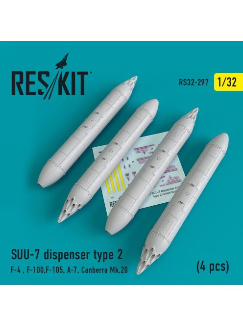 Reskit - SUU-7 dispensers type 2 (4 pcs)(F-4, F-100, F-105, A-7, Canberra Mk.20) (1/32)