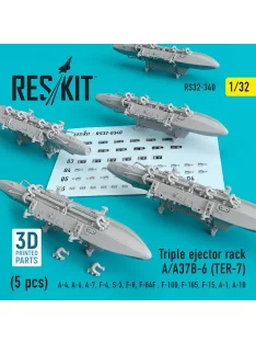   Reskit - Triple Ejector Rack A/A37B-6 (TER-7) (5 pcs) (A-4, A-6, A-7, F-4, S-3,F-8, F-84F, F-100, F-105, F-15, A-1, A-10)