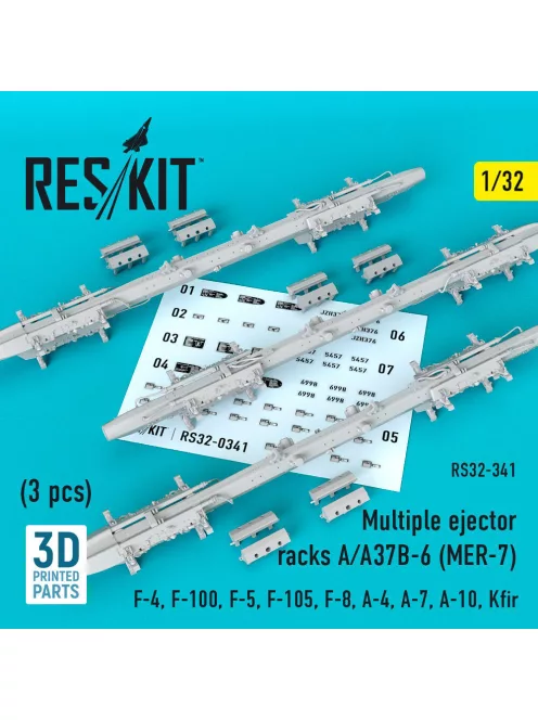 Reskit - Multiple ejector racks A/A37B-6 (MER-7) (3 pcs) (F-4, F-100, F-5, F-105, F-8, A-4, A-7, A-10, Kfir)