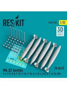   Reskit - Mk.82 bombs (6 pcs) (F-4 F-5 F-8 F-15 F-16 F-18 A-1 A-4 A-6 A-7 A-10 Kfir) (3D Printed)
