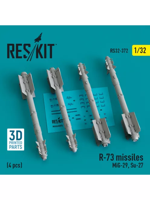 Reskit - R-73 missiles (4 pcs) (MiG-29, Su-27) (3D Printed) (1/32)