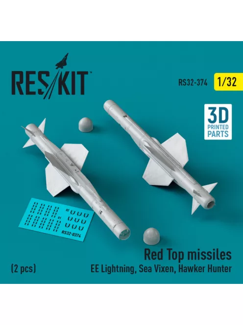 Reskit - Red Top missiles (2 pcs) (EE Lightning, Sea Vixen, Hawker Hunter) (3D Printed) (1/32)