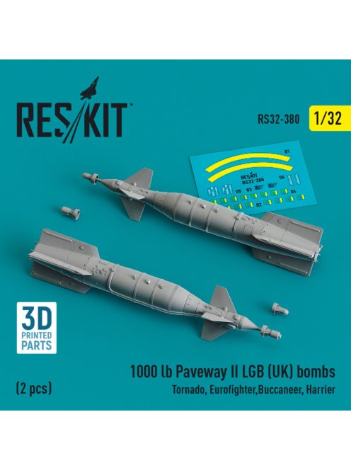 Reskit - 1000 lb Paveway II LGB (UK) bombs (2 pcs) (Tornado, Eurofighter,Buccaneer, Harrier) (3D Printed) (1/
