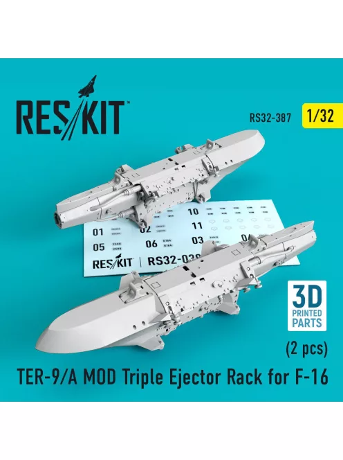 Reskit - TER-9/A MOD Triple Ejector Rack for F-16 (2 pcs) (3D Printed)