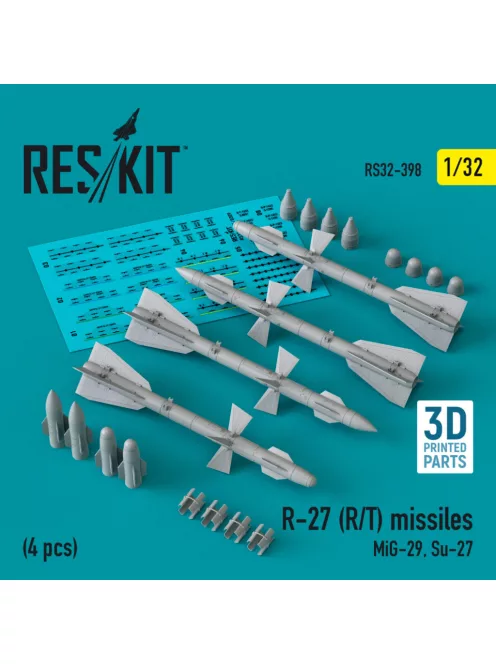 Reskit - R-27 (R/T) missiles (4 pcs) (MiG-29, Su-27) (3D Printed) (1/32)