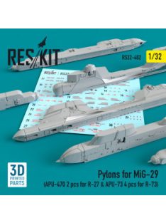   Reskit - Pylons for MiG-29 (APU-470 2 pcs for R-27 & APU-73 4 pcs for R-73) (1/32)