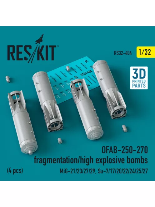 Reskit - OFAB-250-270 fragmentation/high explosive bombs (4 pcs) (MiG-21/23/27/29, Su-7/17/20/22/24/25/27) (3