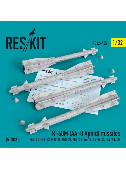 Reskit - R-60? (AA-8 Aphid) missiles (4 pcs) (MiG-21,MiG-23,MiG-25 MiG-29,MiG-31,Su-17,Su-24,Su-25,Yak-38)