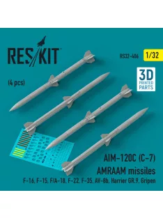   Reskit - AIM-120C (C-7) AMRAAM missiles (4 pcs) (F-16, F-15, F/A-18, F-22, F-35, AV-8b, Harrier GR.9, Gripen)