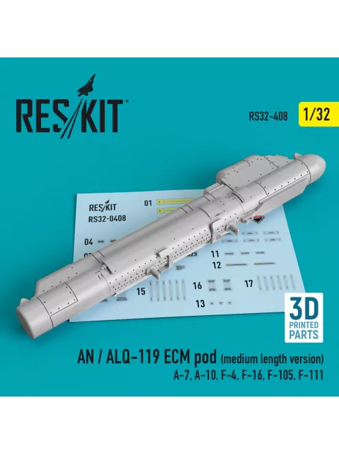Reskit - AN / ALQ-119 ECM pod (medium length version) (A-7 A-10 F-4 F-16 F-105 F-111) (3D Printed)
