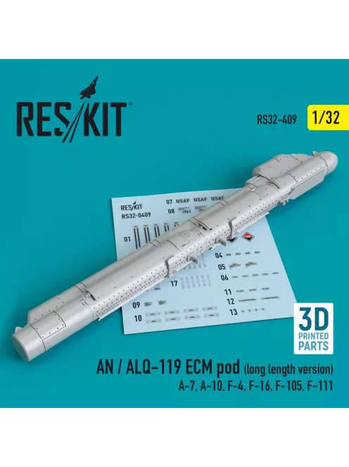 Reskit - AN / ALQ-119 ECM pod (long length version) (A-7, A-10, F-4, F-16, F-105, F-111) (3D Printed)