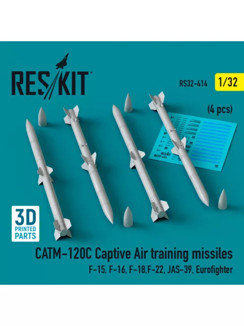 Reskit - CATM-120C Captive air training missiles (4 pcs) (F-15, F-16, F-18,F-22, JAS-39, Eurofighter) (3D Pri