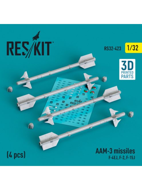 Reskit - AAM-3 missiles (4 pcs) (F-4EJ, F-2, F-15J) (3D Printed) (1/32)