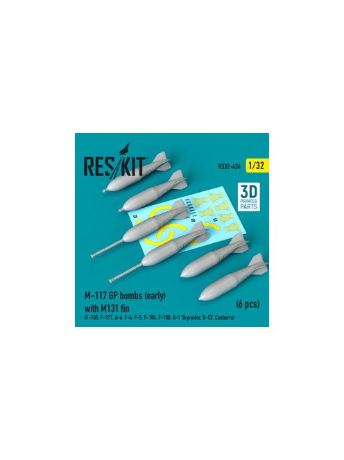 Reskit - M-117 GP bombs (early) with M131 fin (6 pcs) (F-105, F-111, A-4 ,F-4, F-5, F-104, F-100, A-1 Skyraid