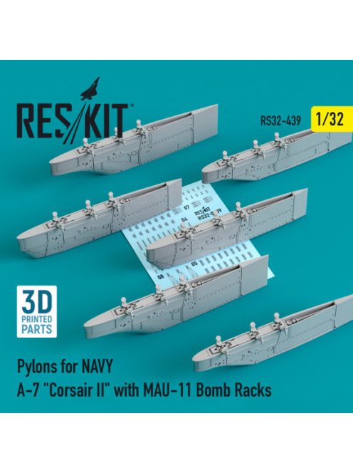 Reskit - Pylons for NAVY A-7 "Corsair II" with MAU-11 Bomb Racks (3D Printed) (1/32)