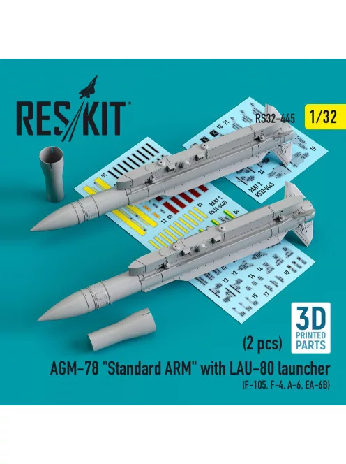 Reskit - AGM-78 Standard ARM with LAU-80 launcher (2 pcs) (F-105,F-4,A-6,EA-6B) (3D Printed)