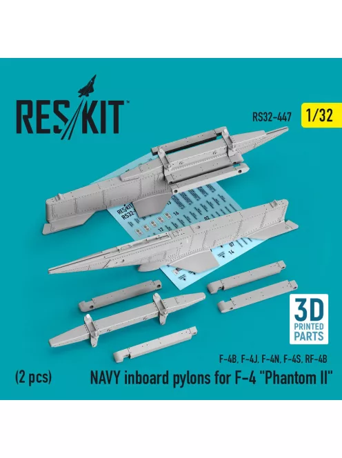 Reskit - NAVY inboard pylons for F-4 Phantom II (2 pcs) (F-4B, F-4J, F-4N, F-4S, RF-4B) (3D Printed)