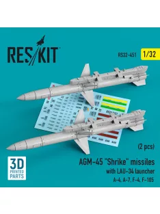   Reskit - AGM-45 Shrike missiles with LAU-34 launcher (2 pcs) (A-4, A-7, F-4, F-105) (3D Printed)