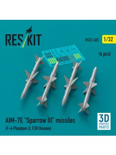   Reskit - AIM-7E Sparrow III missiles (4 pcs) (F-4 Phantom II, F3H Demon) (3D Printed)