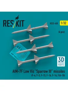   Reskit - AIM-7F Low Vis Sparrow III missiles (4 pcs) (F-4, F-5, F-15, F-16, F-14, F/A-18) (3D Printed)