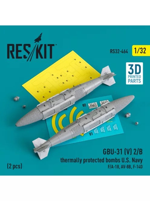Reskit - GBU-31 (V) 2/B thermally protected bombs U.S. Navy (2 pcs) (F/A-18, AV-8B, F-14D) (3D Printed) (1/32
