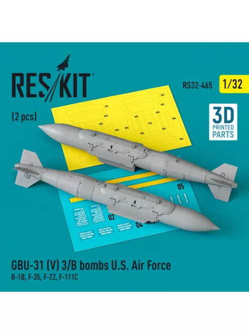 Reskit - GBU-31 (V) 3/B bombs U.S. Air Force (2 pcs) (B-1B, F-35, F-22, F-111C) (3D Printed) (1/32)
