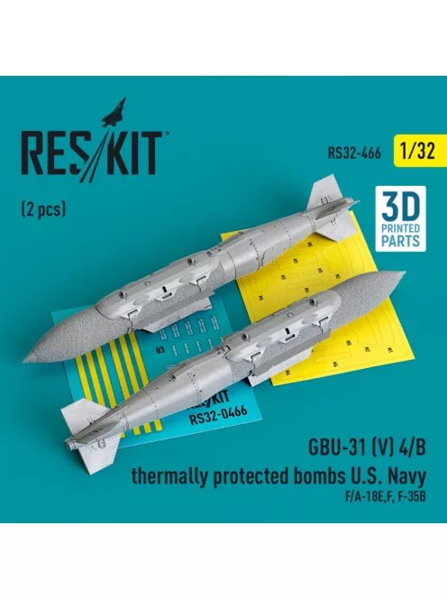 Reskit - GBU-31 (V) 4/B thermally protected bombs U.S. Navy (2 pcs) (F/A-18E,F, F-35B) (3D Printed) (1/32)