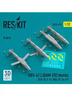   Reskit - GBU-62 (JDAM-ER) bombs (4 pcs) (F/A-18, F-16, MiG-29, Su-27) (3D Printed)