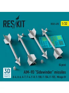   Reskit - AIM-9D "Sidewinder" missiles (4 pcs) (A-4, A-6, A-7, F-4, F-8, F-100, F-104, F-105,  Mirage III) (3D