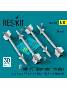  Reskit - AIM-9E "Sidewinder" missiles (4 pcs) (A-4, A-6, A-7, F-4, F-8, F-100, F-104, F-105,  Mirage III) (3D