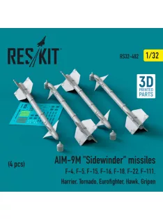   Reskit - AIM-9M "Sidewinder" missiles (4 pcs)  (F-4, F-5, F-15, F-16, F-18, F-22, F-111, Harrier, Tornado, Eu