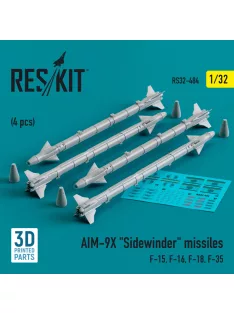   Reskit - AIM-9X "Sidewinder" missiles (4 pcs) (F-15, F-16, F-18, F-35) (3D Printed) (1/32)