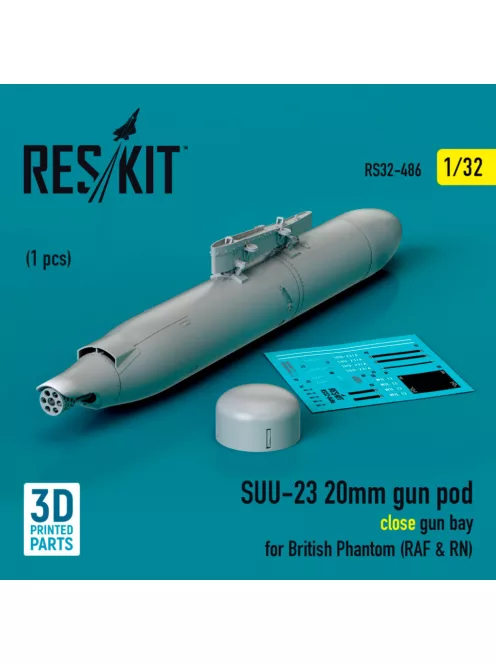 Reskit - SUU-23 20mm gun pod (close gun bay) for British Phantom (RAF & RN) (1 pcs) (3D Printed) (1/32)