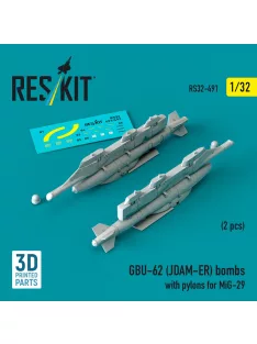   Reskit - GBU-62 (JDAM-ER) bombs with pylons for MiG-29 (2 pcs) (3D Printed)
