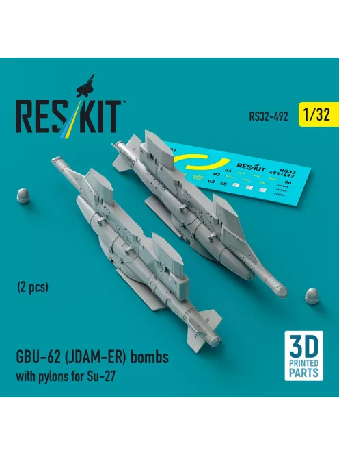 Reskit - GBU-62 (JDAM-ER) bombs with pylons for Su-27 (2 pcs) (3D Printed)