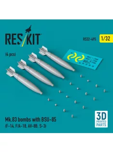   Reskit - Mk.83 bombs with BSU-85 (4 pcs) (F-14, F/A-18, AV-8B, S-3) (3D printed)