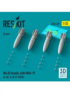   Reskit - Mk.83 bombs with MAU-91 (4 pcs) (A-4E, A-4F, B-52G/H) (3D printed)