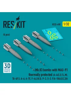   Reskit - Mk.83 bombs with MAU-91 thermally protected (4 pcs) (A-4(C,E,F,L,M) TA-4F/J A-6 A-7E F-4(J,N,S) P-3 S-3 F/A-18(A,B,C,D)) (3D printed)