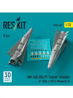   Reskit - AIM-26B (Rb.27) Falcon missiles (2 pcs) (F-106A, J-35F/J, Mirage III-S) (3D Printed)